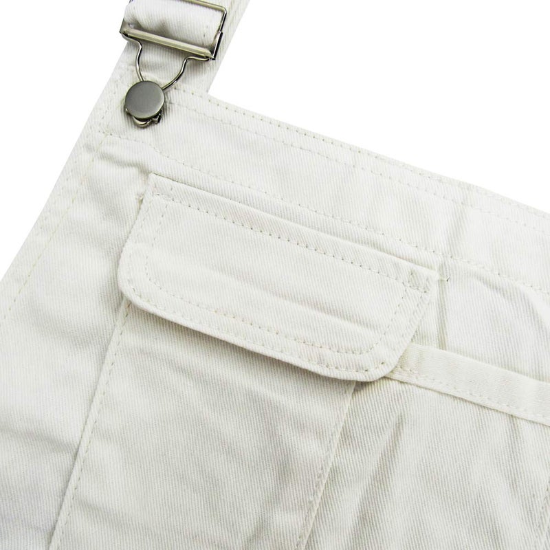 LONGBIDA Men's Denim Bib Overalls Women Fashion Slim Fit Jumpsuit with Pockets(White,S) - Image 3